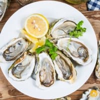 Ostrygi z granita z ogorka i yuzu